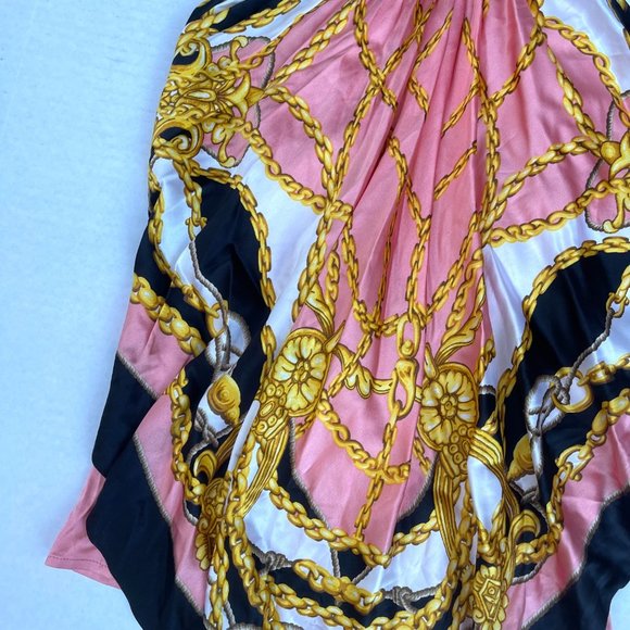 Cache Pink Silk Scarf Tie & Chain Halter Top L - Picture 5 of 6
